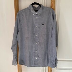RVCA Long Sleeve Button-Down Slim Fit Shirt Cotton Blend Casual Size Large